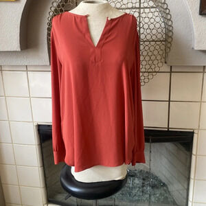 Loft burnt orange blouse size medium long sleeve